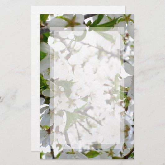 Weiße Blüte Briefpapier (Vorne/Hinten)