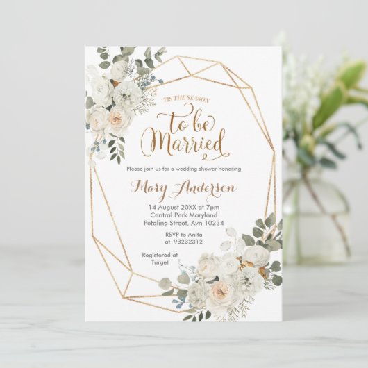 Weiße Blüte Die Saison ist verheiratet Einladung (Stehend Vorderseite)