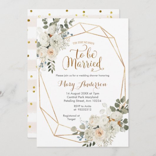 Weiße Blüte Die Saison ist verheiratet Einladung (Vorne/Hinten)