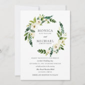 Weiße Blüte | Elegante Hochzeit von Blumenkranz Einladung (Vorderseite)