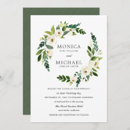 Weiße Blüte | Elegante Hochzeit von Blumenkranz Einladung
