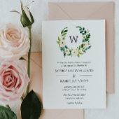 Weiße Blüte | Floral Monogram Wedding Einladung