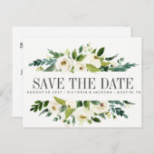 Weiße Blüte | Floral Rustic WEDDING speichern Sie Ankündigungspostkarte
