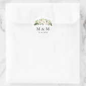 Weiße Blüte | Floral Wedding Classic Monogram Runder Aufkleber (Tasche)
