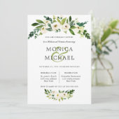 Weiße Blüte | Hochzeitsessen Probe Einladung (Stehend Vorderseite)