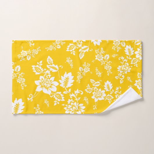 Weiße Blüte im Hintergrund der gelben Frühlingshin Badhandtuch Set (Handtuch)