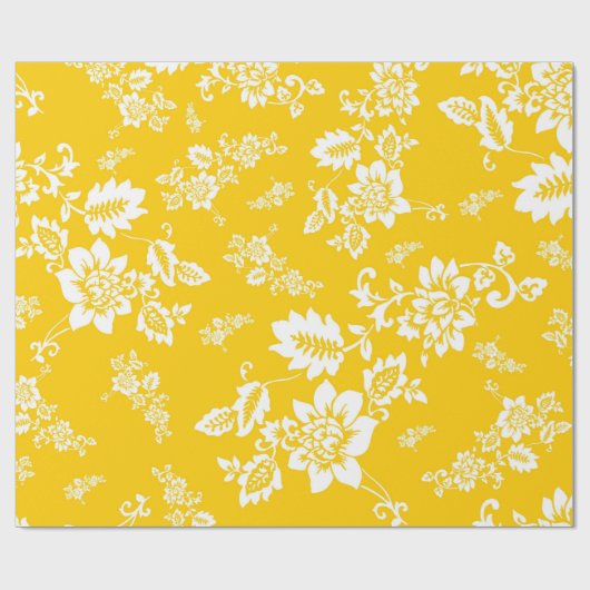 Weiße Blüte im Hintergrund der gelben Frühlingshin Geschenkpapier (Flach)