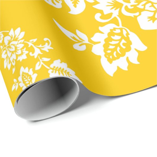 Weiße Blüte im Hintergrund der gelben Frühlingshin Geschenkpapier (Rolleneckpunkt)