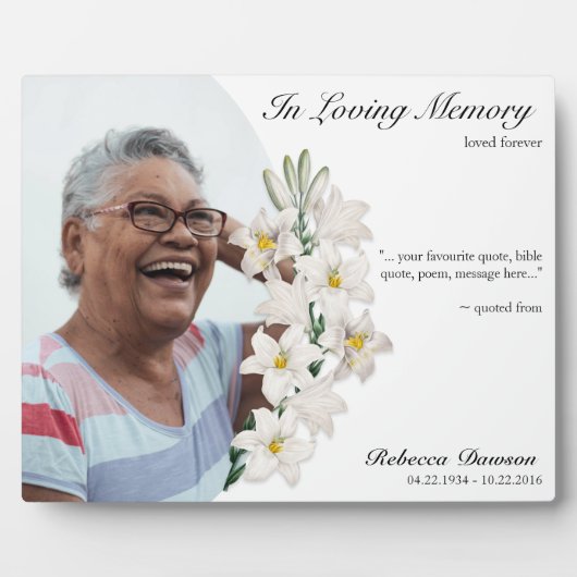 Weiße Blüte im Love Memory - Anpassbares Foto Fotoplatte (Vorderseite)