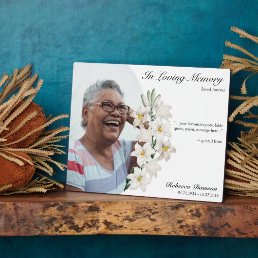 Weiße Blüte im Love Memory - Anpassbares Foto Fotoplatte (Seite)