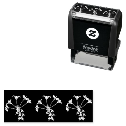 Weiße Blüte in Schwarz Permastempel (Beispiel)