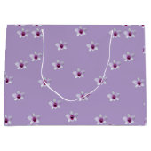 Weiße Blüte Lila Zentrum Flieder Große Geschenktüte (Vorderseite)