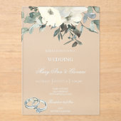 Weiße Blüte mit Goldring Hochzeitsakrylus Invita Acryleinladungen (Vorderseite)