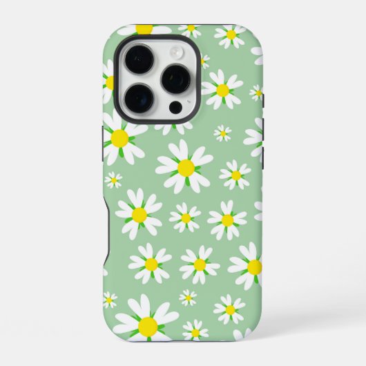 Weiße Blüte mit Minzhintergrundmuster iPhone Hülle (Rückseite)