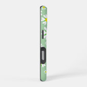 Weiße Blüte mit Minzhintergrundmuster iPhone Hülle (Rechte Seite)
