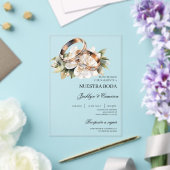 Weiße Blüte mit spanischem Hochzeitsacrylat Acryleinladungen (In Situ (Hochzeit))