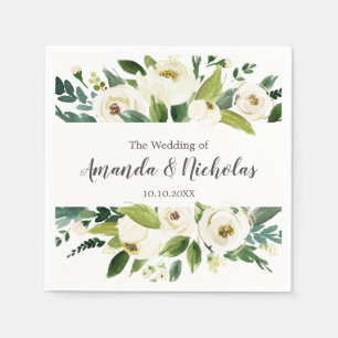 Weiße Blüte Rustikale Hochzeit mit Grün Serviette
