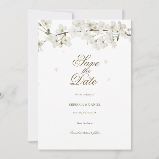 Weiße Blüte Save the Date (Vorderseite)