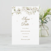 Weiße Blüte Save the Date (Stehend Vorderseite)