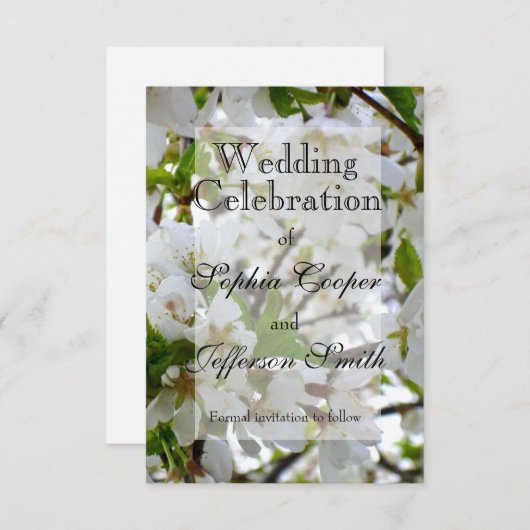 Weiße Blüte Save The Date (Vorne/Hinten)