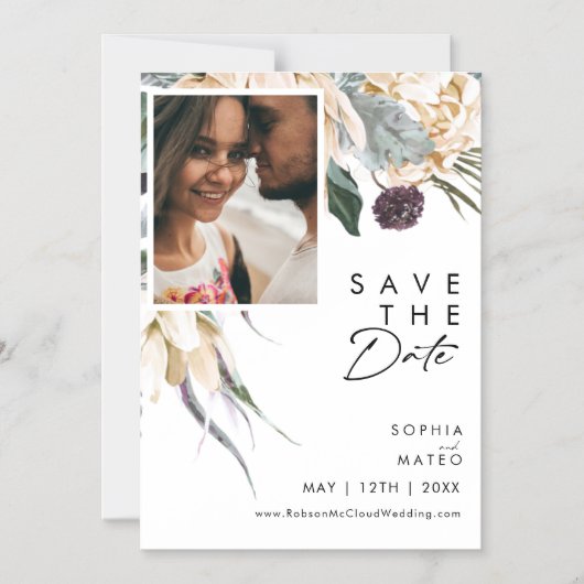 Weiße Blüte speichern das Datumsfenster Magneteinladung (Vorderseite)