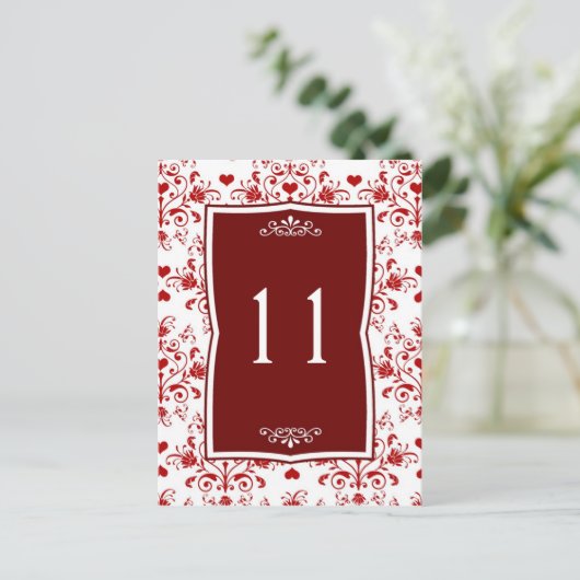 Weiße Blüte, Tischnummer des Herzens (Stehend Vorderseite)