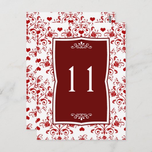 Weiße Blüte, Tischnummer des Herzens (Vorne/Hinten)