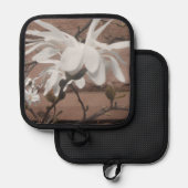 Weiße Blüte Topflappen (Vorderseite/Rückseite)