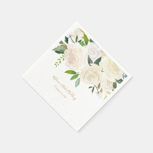 Weiße Blüte + Touch der goldenen Hochzeitsdekorati Serviette (Ecke)