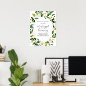 Weiße Blüte | Unplugged Wedding Ceremony Sign Poster (Heimbüro)