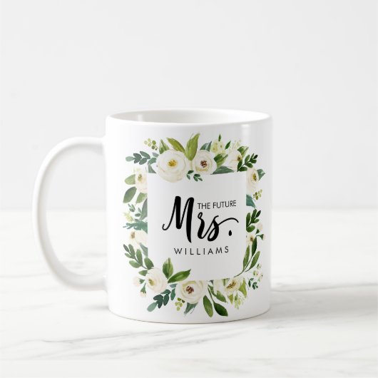 Weiße Blüte | WEDING THE future MRS. Typografy Kaffeetasse (Links)