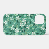 Weiße Blüten auf Aquamarinen Case-Mate iPhone Hülle (Rückseite (Horizontal))