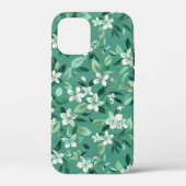 Weiße Blüten auf Aquamarinen Case-Mate iPhone Hülle (Rückseite)