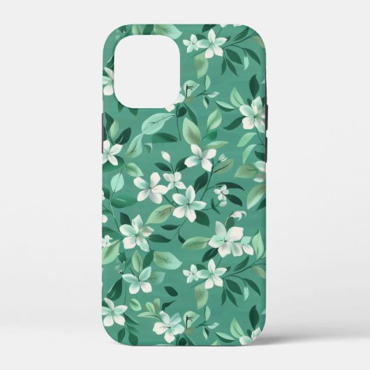 Weiße Blüten auf Aquamarinen Case-Mate iPhone Hülle (Rückseite)