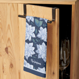 Weiße Blüten auf dunklem Hintergrund - Geschirrtuch