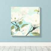 Weiße Blüten aus dem Süden Leinwanddruck (Insitu (Holzboden))