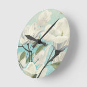 Weiße Blüten aus dem Süden Runde Wanduhr (Winkel)