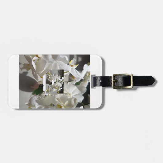 Weiße Blüten-Blumen-Gepäckanhänger Gepäckanhänger (Vorderseite horizontal)