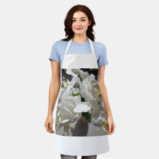 Weiße Blüten Blumen-Schürze Schürze