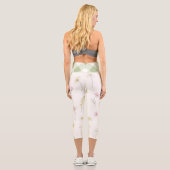 Weiße Blüten Capri Leggings (Rückseite)