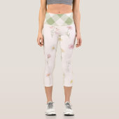Weiße Blüten Capri Leggings (Vorderseite)