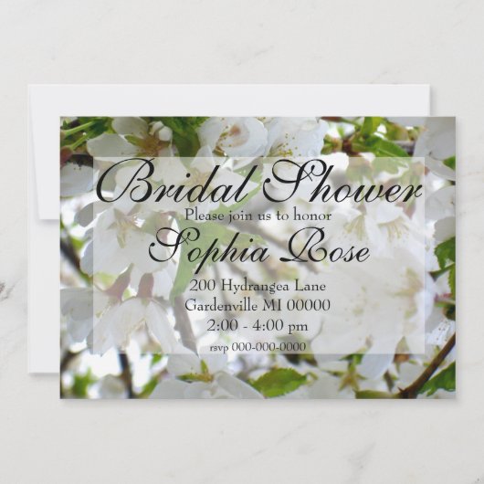 Weiße Blüten Einladung (Vorderseite)
