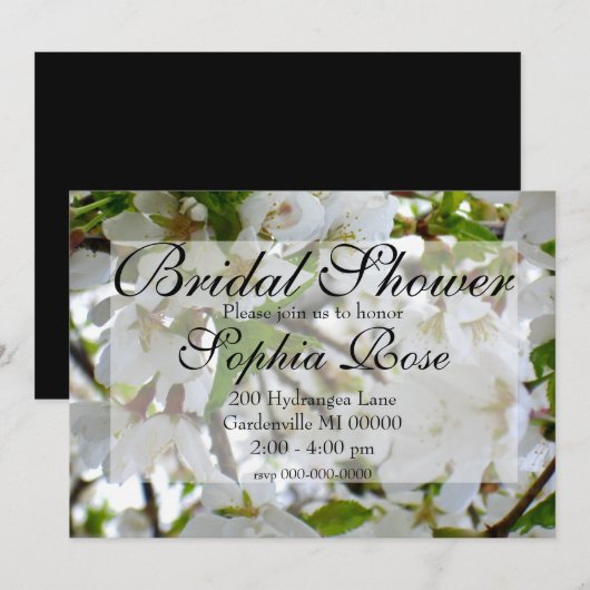 Weiße Blüten Einladung (Vorne/Hinten)