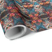 Weiße Blüten färben sich Geschenkpapier (Rolleneckpunkt)