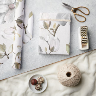 Weiße Blüten Geschenkpapier