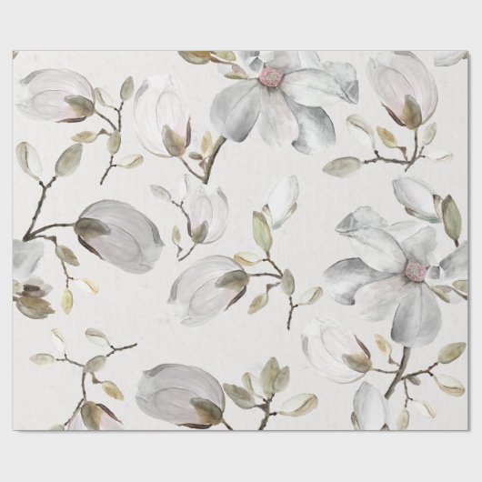 Weiße Blüten Geschenkpapier (Flach)