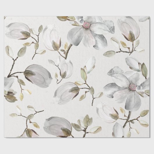 Weiße Blüten Geschenkpapier (Flach)