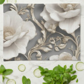 Weiße Blüten Geschirrtuch (Gefaltet)