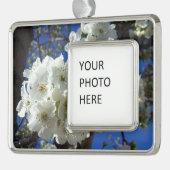 Weiße Blüten I ZierBirnenbaum Rahmen-Ornament Silber (Links)