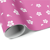 Weiße Blüten in Hot Pink Geschenkpapier (Rolleneckpunkt)